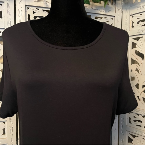 MARGAUX & LEXI LOVELY ALL BLACK SOFT & SMOOTH STRETCHY SHORT SLEEVE MAXI DRESS - Picture 4 of 12